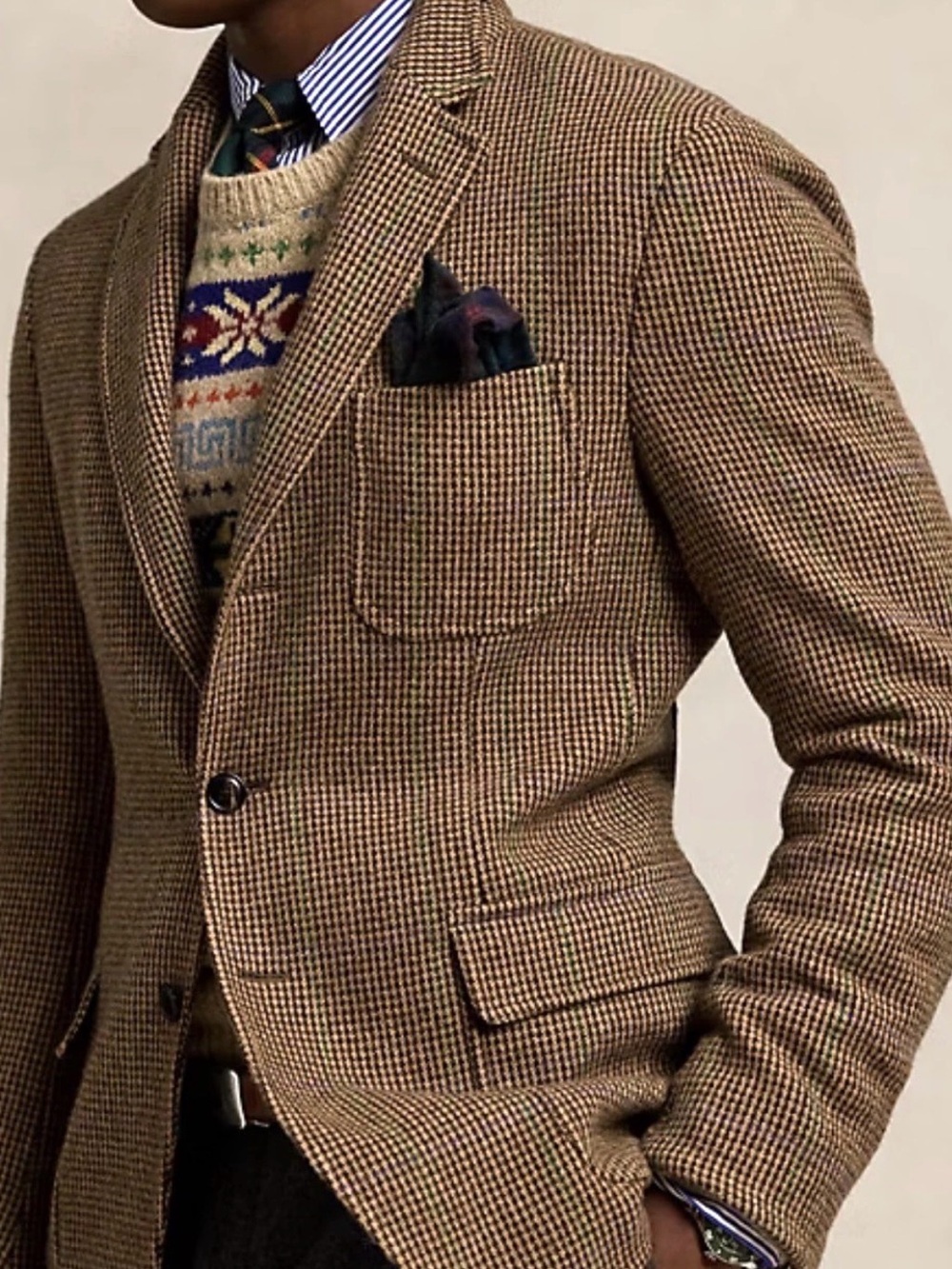 Ralph Lauren Men’s Tailored Plaid Tick-Weave Jacket 42R